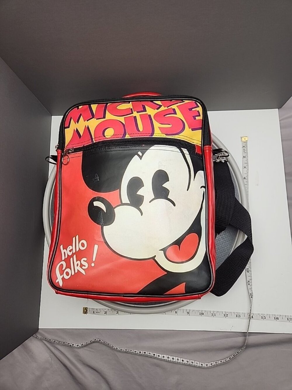 Retro Disney Mickey Mouse Vinyl Satchel Bag Adjustable Strap